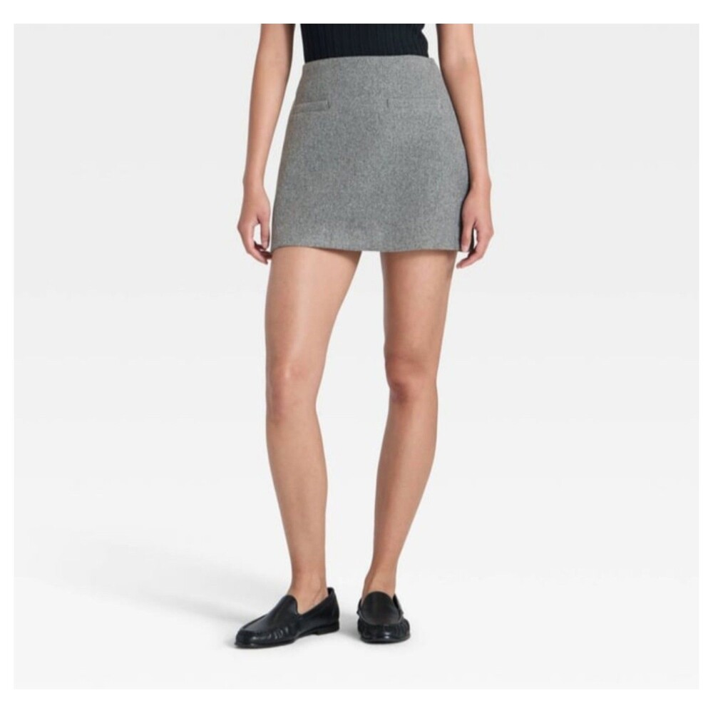 Women's A New Day Brushed Boucle Mini Skirt Heather Gray Size 12